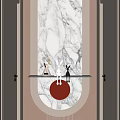 Cream Simple Style Scarpa Stacked Curved Shape Hermes Orange Corridor End View Entrance 3d model