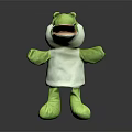 Green Alligator Sculpture With Open Mouth Wearing White Vest And Green Limbs On Dark Background