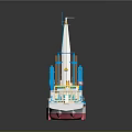 Colorful Model Water Vessel With White Pink Blue Design And Upper Deck Facilities