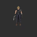 Blonde Spiky Haired Game Character In Dark Outfit With Large Sword And Armor