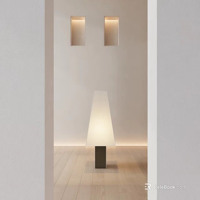 Modern Minimalist Floor Lamp With White Shade Black Base And Soft Lighting 3d model 