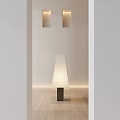 Modern Minimalist Floor Lamp With White Shade Black Base And Soft Lighting