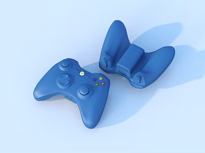 Modern Ergonomic Blue Game Controllers With Colorful Buttons For Home Use 3d model