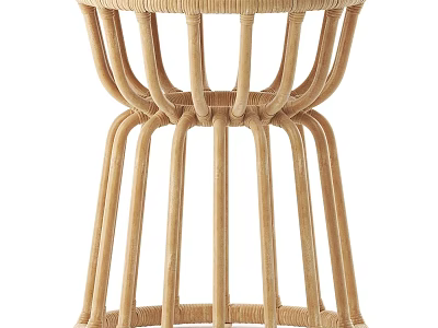 Wicker Side Table Featuring Natural Woven Design And Slender Legs For Home Decor 3d model