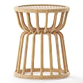 Wicker Side Table Featuring Natural Woven Design And Slender Legs For Home Decor