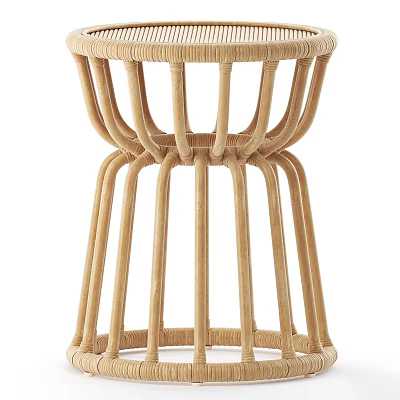 Wicker Side Table Featuring Natural Woven Design And Slender Legs For Home Decor 3d model
