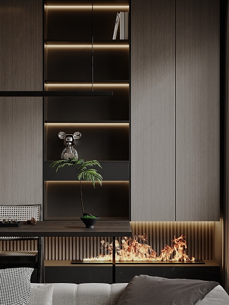 Modern Fireplace Wall Cabinets 3d model