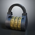 Durable Metal Door Handle With Combination Lock And Gold Number Letter Dials