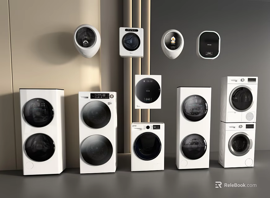 Various Sleek Washing Machine Models For Modern Home Laundry Solutions 3d model 
