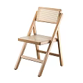 Modern Natural Solid Wood Folding Dining Chair With Breathable Rattan Woven Seat And Backrest