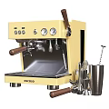 Modern Yellow CASCO Espresso Machine With Stainless Steel Bar Kitchen Tools 3d model