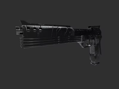 Black Tactical Weapon With Futuristic Mechanical Structure And Grip Details 3d model