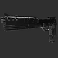 Black Tactical Weapon With Futuristic Mechanical Structure And Grip Details