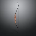 Classic Traditional Wooden Longbow Weapon With Curved Shape And Smooth Brown Surface