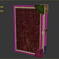 Red Leather Cover Book With Golden Border And Decorative Accents