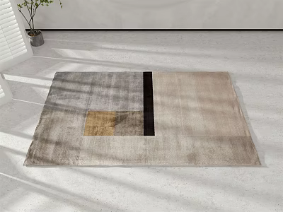 Modern Square Rug With Geometric Patterns In Gray Beige Black And Yellow 3d model