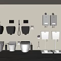 Modern Style Wall Mounted Black And White Toilets With Water Tanks Faucets Accessories