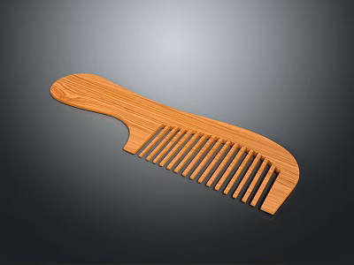 Natural Wooden Comb With Smooth Handle And Fine Grooming Teeth For Daily Use 3d model