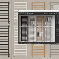 Contemporary Bathroom Cabinet Rack Featuring Black White Gold Grey Colors And Towel Bar