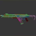 Futuristic Sci Fi Gun With Silver Blue Metallic Design And Detailed Components