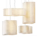 Modern Multiple Pendant Lights With Cylindrical Linen Shades And Minimalist Design For Interior Lighting