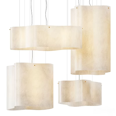 Modern Multiple Pendant Lights With Cylindrical Linen Shades And Minimalist Design For Interior Lighting 3d model