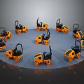 Orange Small Road Roller Construction Vehicles Arranged in Circular Formation