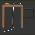 Modern Wooden Office Desk With Keyboard Calculator Stationery And Cable Management