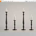 Black Candle Holders With White Candles Modern Decorative Set For Home