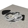 Modern Round Coffee Table With Marble Top Open Book Glass Cup And Magazines
