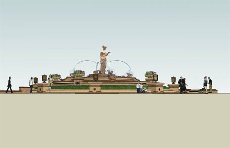 European-style fountain 3d model