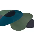Modern Abstract Shaped Rug With Green Blue And Dark Gray Irregular Patterns 3d model