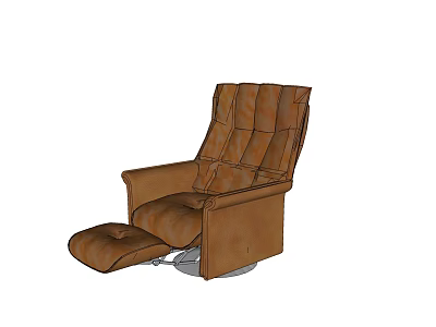 Comfortable Brown Leather Single Recliner Sofa With Ottoman And Modern Design 3d model