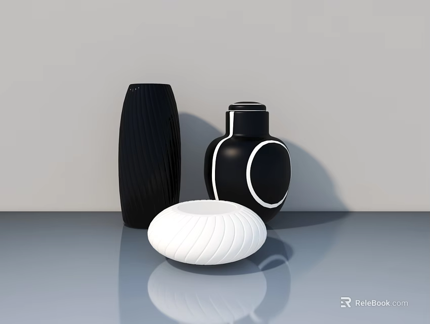 Modern Flush Door Design Featuring Black And White Smooth Surface Finish 3d model