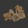 Golden Layered Rock Structure With Scenic Decorative Elements And Small Models