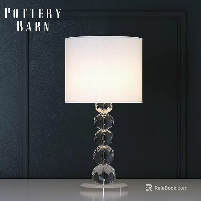 Elegant Modern Table Lamp With White Lampshade And Crystal Column Design 3d model