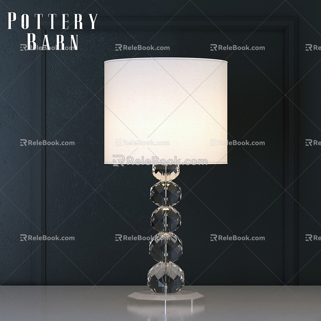 Modern table lamp transparent acrylic chrome 3d model