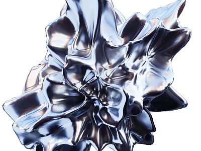 Silver Metallic Lustrous Abstract Flower Sculpture Decorative Ornament Set for Home Decoration 3d model