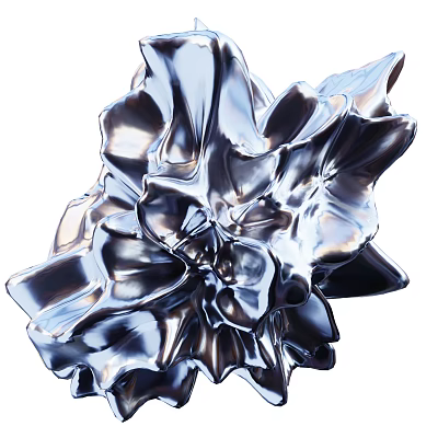 Silver Metallic Lustrous Abstract Flower Sculpture Decorative Ornament Set for Home Decoration 3d model