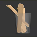 Wooden Stirrers in Transparent Glass Cup for Daily Household Use