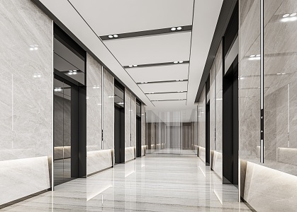 modern elevator hall 3d model