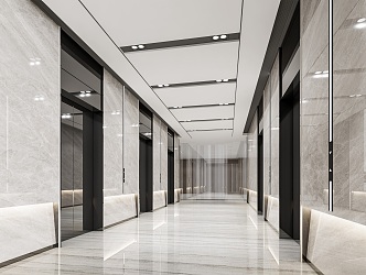 modern elevator hall 3d model