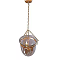 Vintage Hanging Chandelier With Gold Chain And Glass Shade For Interior Decor