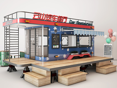 Modern fast food truck 3d model