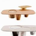 Elegant Modern Coffee Table Designs Featuring Marble Tops And Copper Metal Bases 3d model