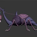Purple Insect Like Creature With Blue Accents Carrying Pink Pouch 3D Model Design