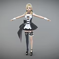 Elegant Maid Costume With Black And White Dress Apron Bow Details Stockings And High Heels