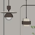 Modern Pendant Lights With Wooden Structure Spherical Shade And Textured Ring Design