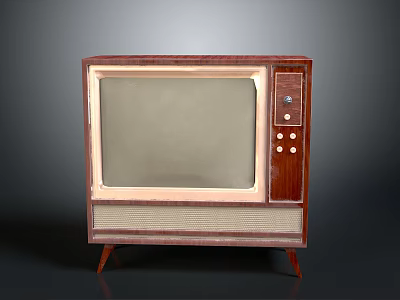 Vintage Electronic Appliance Retro Television With Wooden Case And Control Buttons 3d model