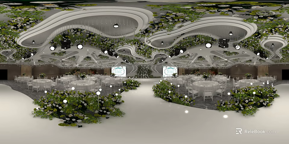 Modern Garden Landscape Design With Lush Greenery Decorative Plants And Pathways 3d model 